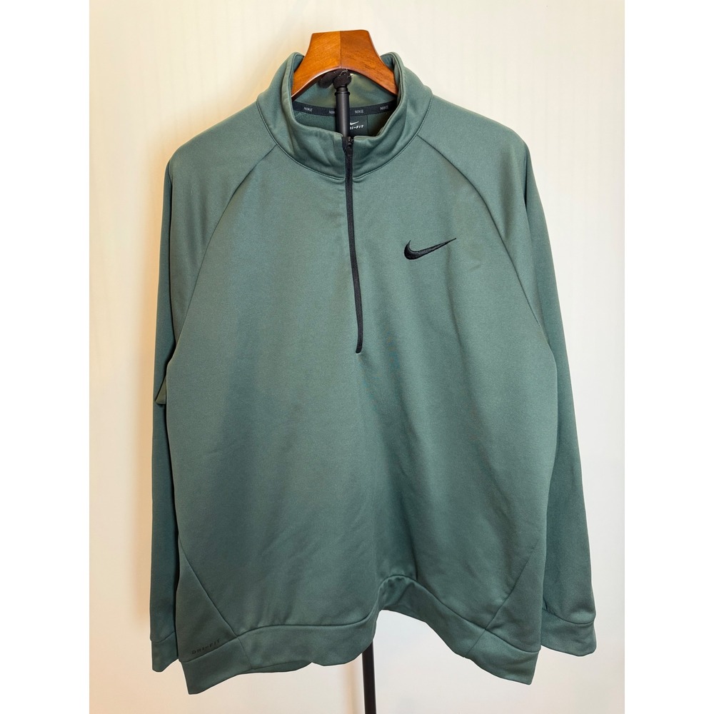 Nike Dri-FIT Mens XXL Quarter Zip Pullover Sage Green Golf Training Sweatshirt